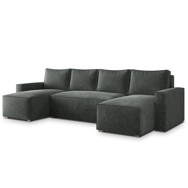 Wohnlandschaft Aspra Lm Grau Chenille Mit Schlaffunktion-image