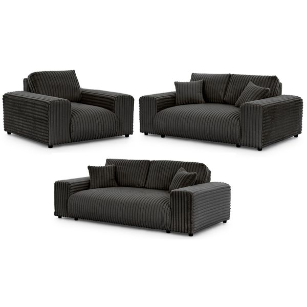 Sitzgarnitur 3+2+1 Mollis Dunkelgrau PlüSchcord-image