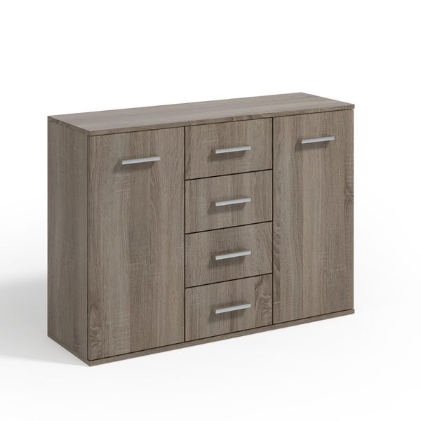 Kommode Giacomo Ii 112/85/33 Cm Mit 4 Schubladen 2 TüRen TrüFfeleichefarben-image