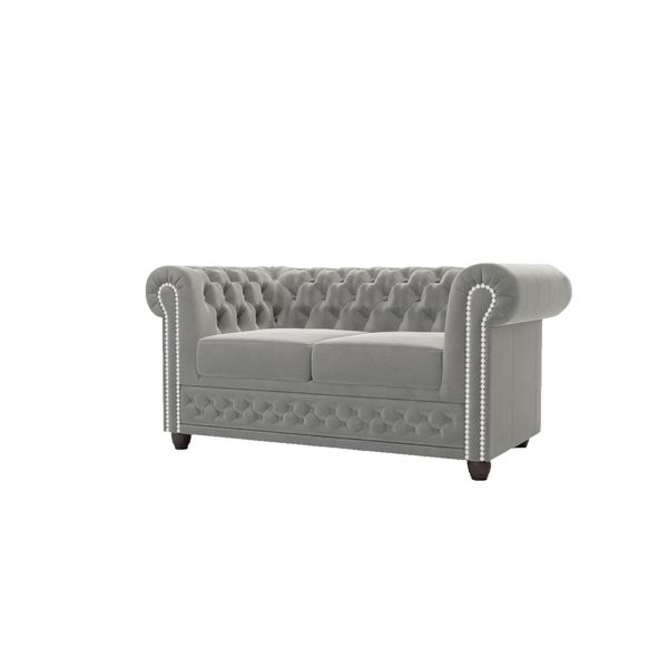 CHESTERFIELD-SOFA 2-Sitzer Nyx Grau Samt-image