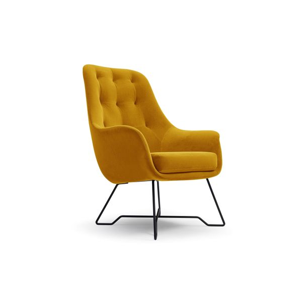Sessel Seduta, Modern Polstersessel Loungesessel, Velours-Stoff Gelb-image