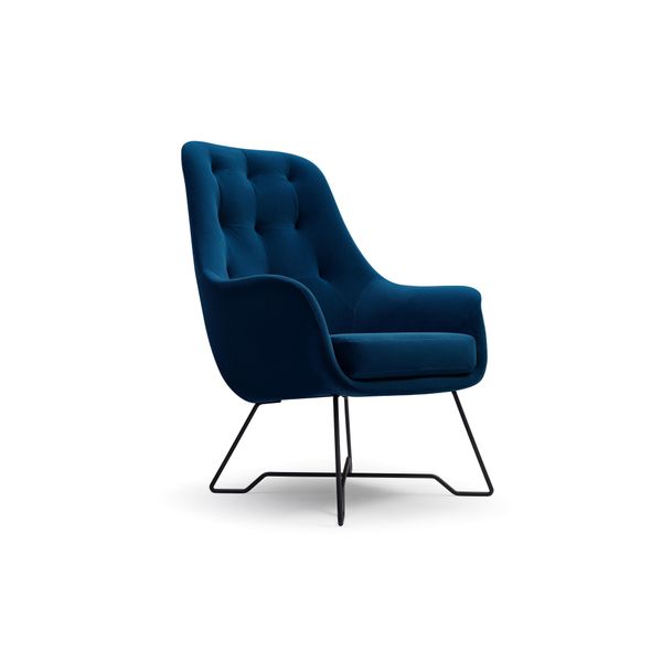 Sessel Seduta, Modern Polstersessel Loungesessel, Velours-Stoff Blau-image