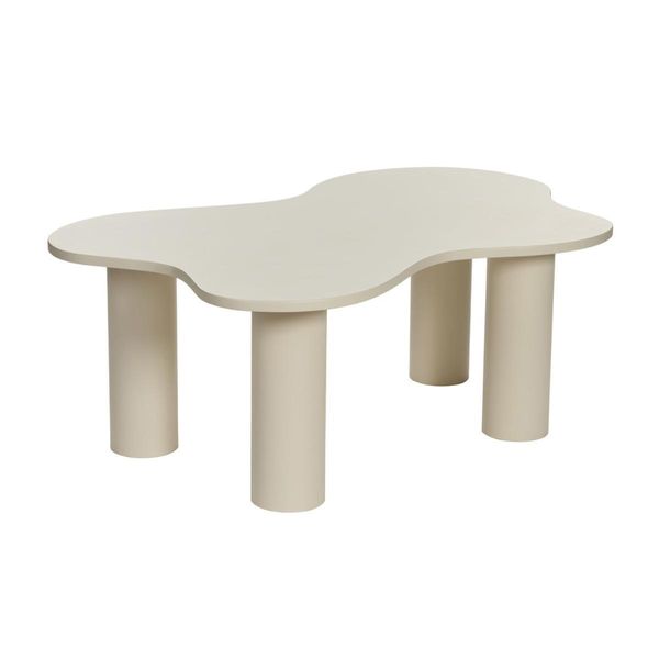 Couchtisch Mit Organisch Geformter Cremeplatte 70/110/40 Cm-image