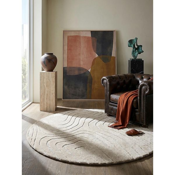 Wollteppich Abstrakt Beige Ø160 Cm - Leven Kadima Design-image