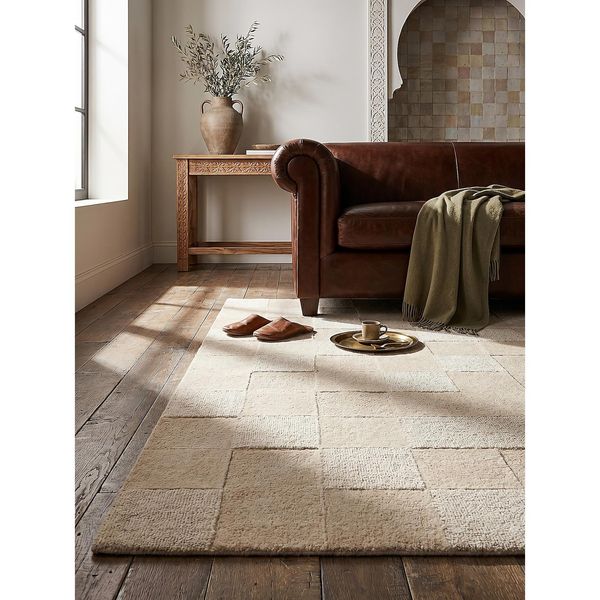 Wollteppich Kariert Natur 200 X 290 Cm - Deben Kadima Design-image