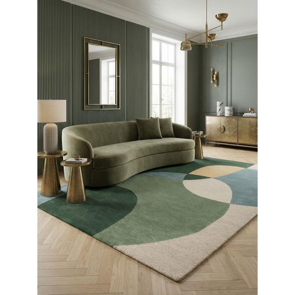 Wollteppich Hoch-Tief GrüN-Blau 120 X 170 Cm - Aire Kadima Design-image