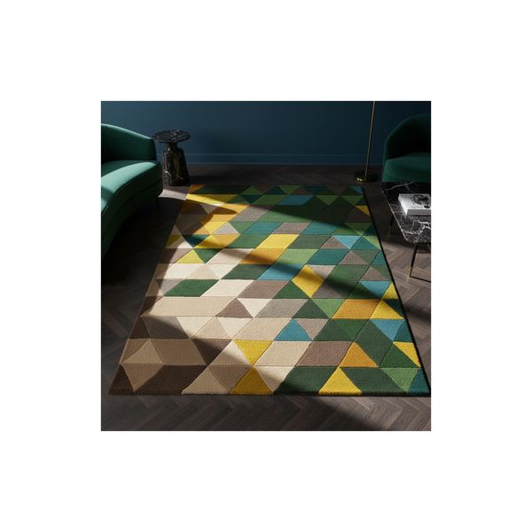 Wollteppich Geometrisch GrüN-Bunt 120 X 170 Cm - Derwent Kadima-image