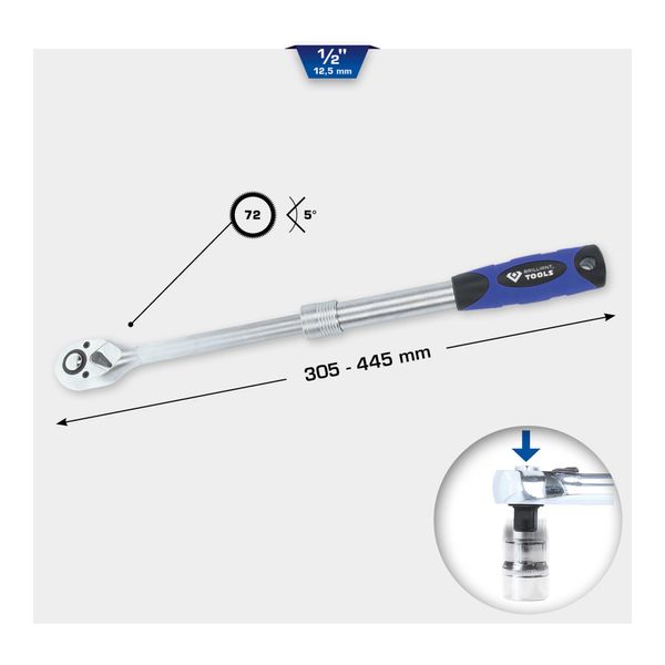 Brilliant Tools 1/2" Teleskop-Umschaltknarre (BT022992)"-image