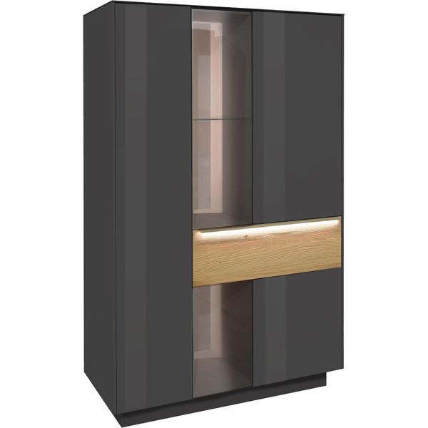 Highboard MÄUsbacher, Anthrazit, B:96Cm H:151Cm T:42Cm, Sideboards, Highboard, Highboard, Bht 96/151/42 Cm, Inkl. Griffbeleuchtung, TüRdäMpfung-image