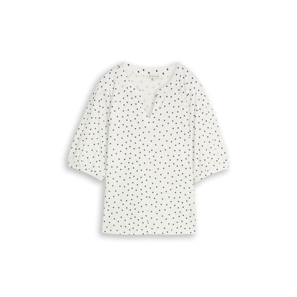 Tom Tailor Damen T-Shirt Mit Punktemuster, Weiß, Gepunktet, Gr. Xxl-image