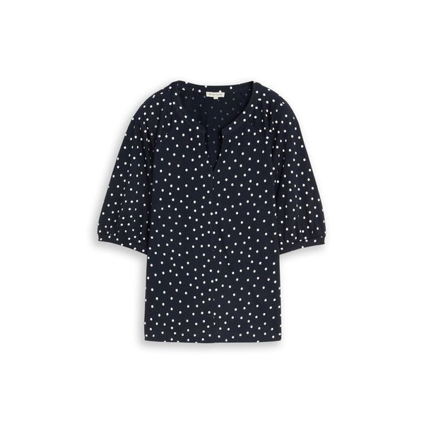 Tom Tailor Damen T-Shirt Mit Punktemuster, Blau, Gepunktet, Gr. M-image