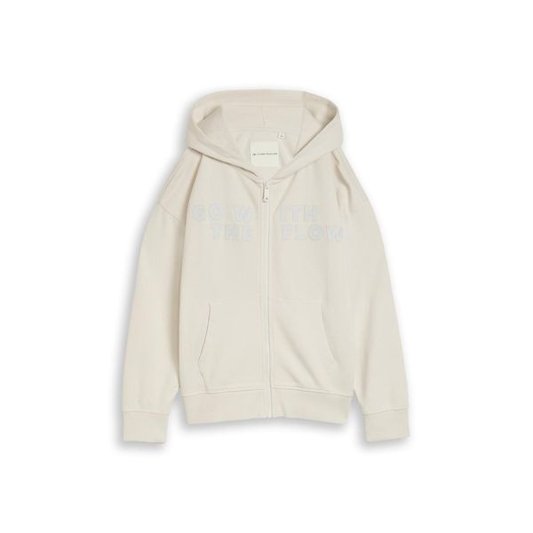 Tom Tailor Jungen Oversize Hoodie Sweatjacke Mit Print, Weiß, Uni, Gr. 176-image