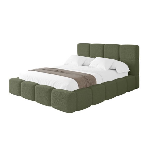 Polsterbett Mit Bettkasten Und Lattenrost Mit Kopfteil, Boxbett Ohne Matratze, Mit Stauraum - Nata 140X200 GrüN-image