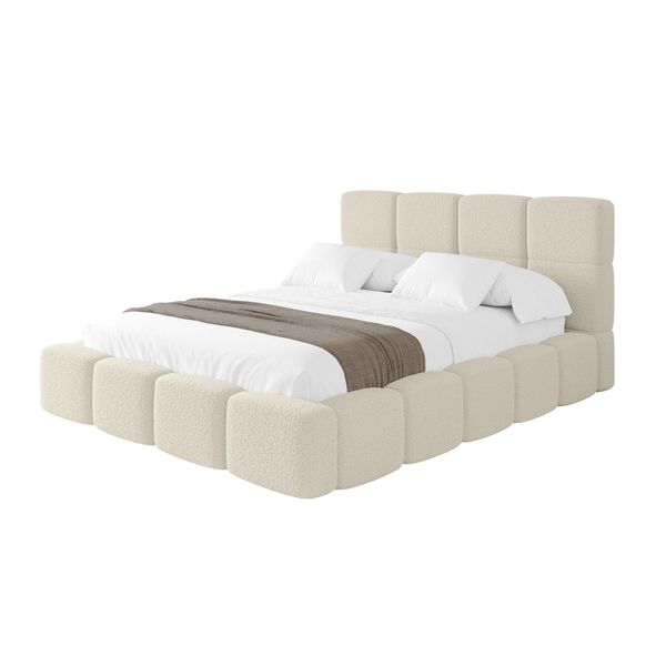 Polsterbett Mit Bettkasten Und Lattenrost Mit Kopfteil, Boxbett Ohne Matratze, Mit Stauraum - Nata 140X200 Beige-image