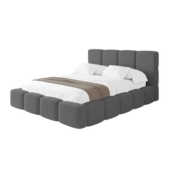 Polsterbett Mit Bettkasten Und Lattenrost Mit Kopfteil, Boxbett Ohne Matratze, Mit Stauraum - Nata 140X200 Grau-image