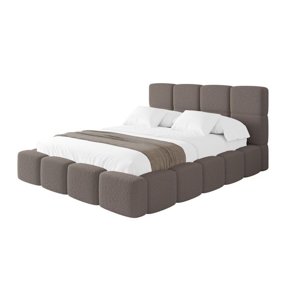 Polsterbett Mit Bettkasten Und Lattenrost Mit Kopfteil, Boxbett Ohne Matratze, Mit Stauraum - Nata 140X200 Braun-image