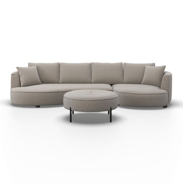 Wohnlandschaft Nilas Beige Chenille Mit Hocker-image