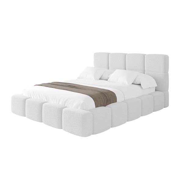 Polsterbett Mit Bettkasten Und Lattenrost Mit Kopfteil, Boxbett Ohne Matratze, Mit Stauraum - Nata 140X200 Weiß-image