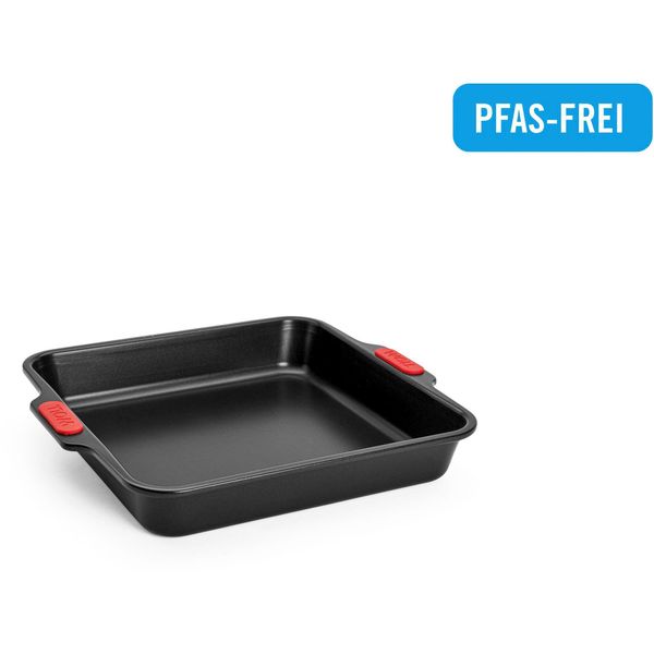 Backform Woll "Woll Let's Bake Kuchenform, Viereckig, 28X28 Cm", Schwarz, B:28Cm L:28Cm T:5Cm, Aluminium, KüChenformen, Mit Antihaftversiegelung Und Integrierten Silikongriffen, Pfas-Frei-image