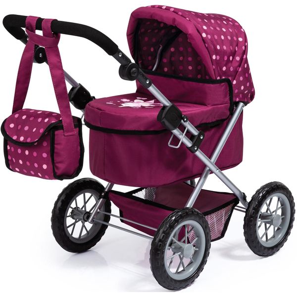 Puppenwagen Bayer "Trendy", Rot (Bordeaux), Puppenwagen, Kinderb:39Cm H:68Cm T:68Cm, Kunststoff, Metall, Stoff, Mit Wickeltasche, B:39Cm H:68Cm T:68Cm-image