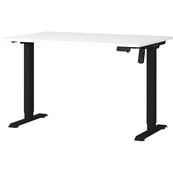 Schreibtisch Germania "Boras", Schwarz-Weiß (Weiß, Schwarz, Schwarz, Weiß), B:120Cm H:120Cm T:80Cm, Tische, Schreibtisch, Breite 120/140/160 Cm, Metallgestell In Vers. Farben, Made In Germany-image