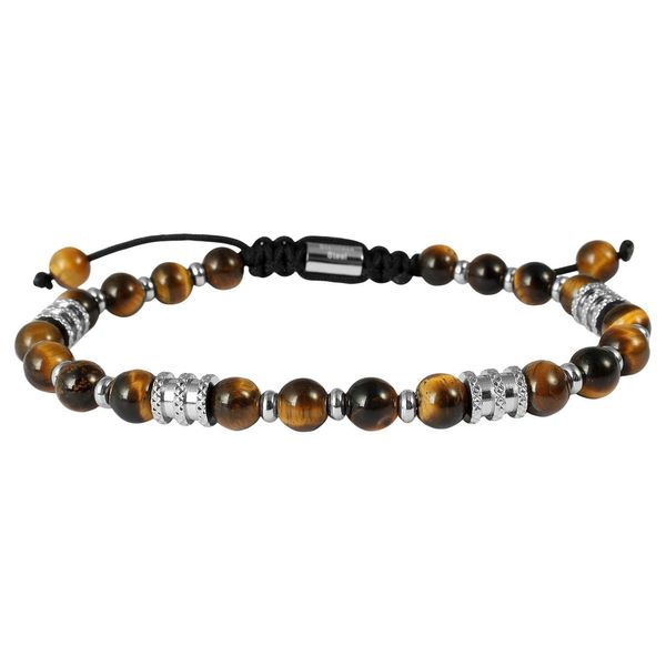 Gliederarmband Adelia´s "Armband – Kugelarmband Aus Edelstahl Mit Tigerauge 19,5 Cm", Braun (Silber), ArmbäNder, Herren, 20Cm, Edelstahl, Gliederarmband, Ideal Als Geschenk – Dezent Und Elegant-image