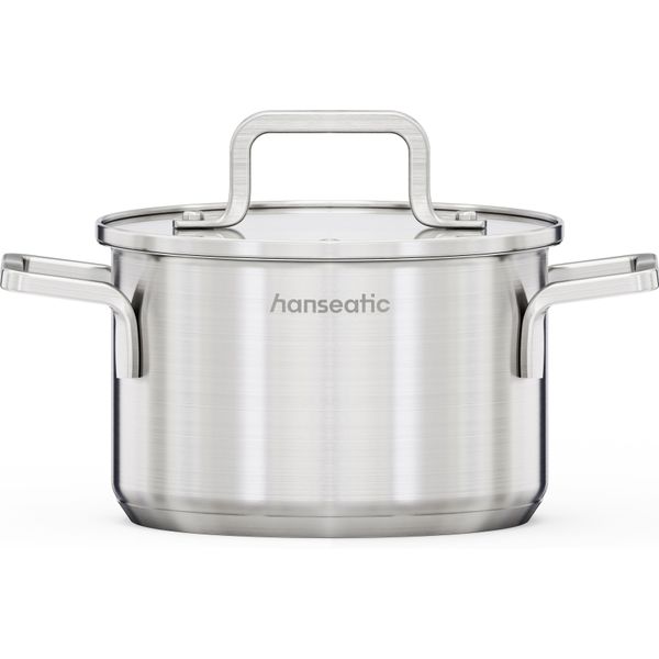 Kochtopf Hanseatic "Daily", Silberfarben, H:9,5Cm Ø:16Cm, TöPfe, Kochtopf, Handfreundliche Griffe, Literskala, Glasdeckel, Induktion-image