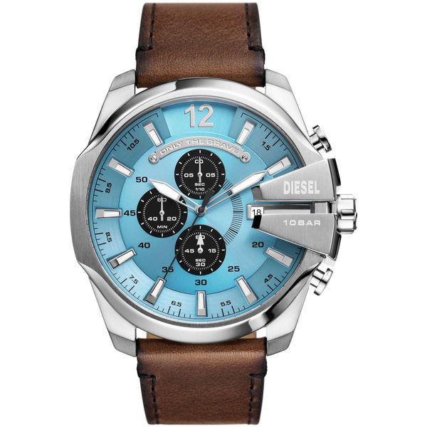 Chronograph Diesel "Mega Chief", Braun, Armbanduhren, Herren, Chronograph, Quarzuhr, Armbanduhr, Herrenuhr, Stoppfunktion, Lederarmband-image