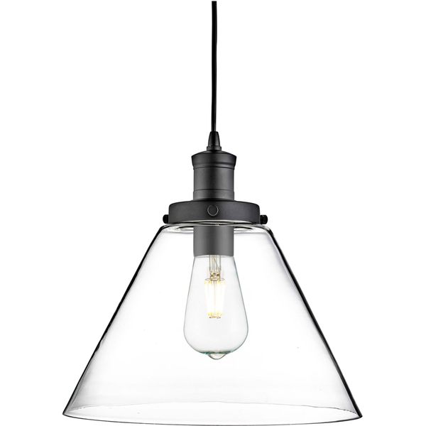 Searchlight Pendelleuchte "Pyramid-Pendelleuchte - Metall & Glas", Mattschwarz, Klar, H: 28Cm, 1 Stk., Leuchten, Pendelleuchte-image