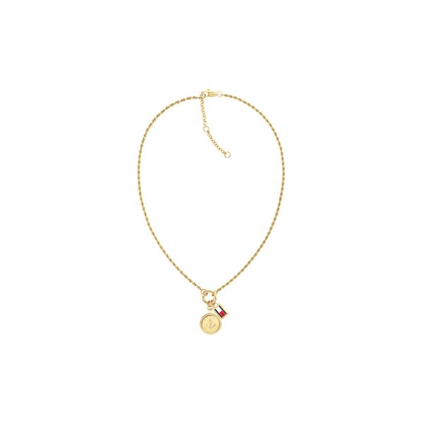 Kette Mit AnhäNger Tommy Hilfiger "Charms", Gelbgoldfarben, Rot, Blau, Weiß, Halsketten, Damen, Edelstahl, L: 45,5 B: 3Mm, B:3Mm-image