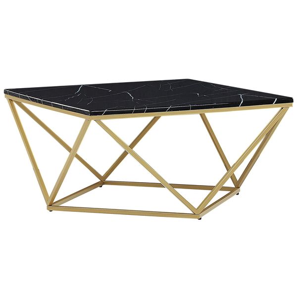 Couchtisch Marmor Optik Schwarz/Gold Quadratisch 80/80 Cm Malibu-image