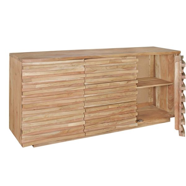 Sideboard – Akazie Massivholz, 160X75X43 Cm, Mit Baumkante, Landhausstil-image