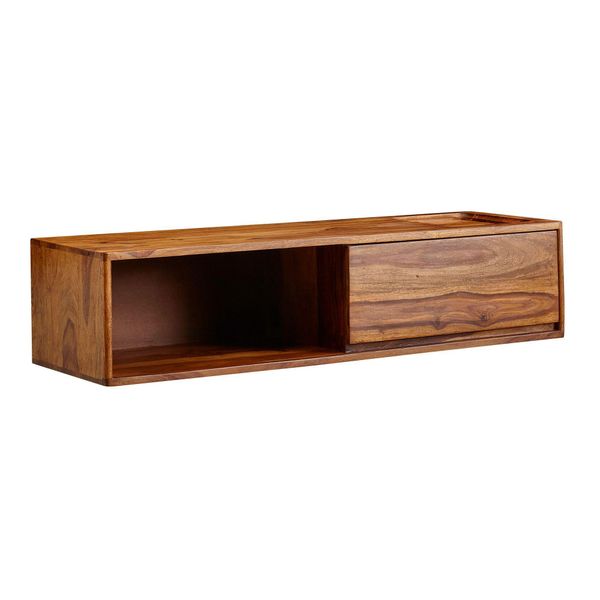 Lowboard Massivholz Modern Stil FüR Fernseher Bis 50 Zoll Mit Schublade Und Offenem Fach-image
