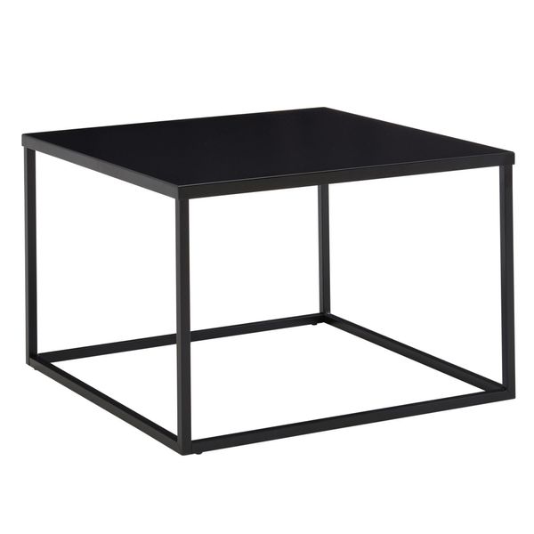 Couchtisch Quadratisch Mit Marmor-Optik, Metallgestell Im Industrial-Stil, Schwarz 60X60X45 Cm-image