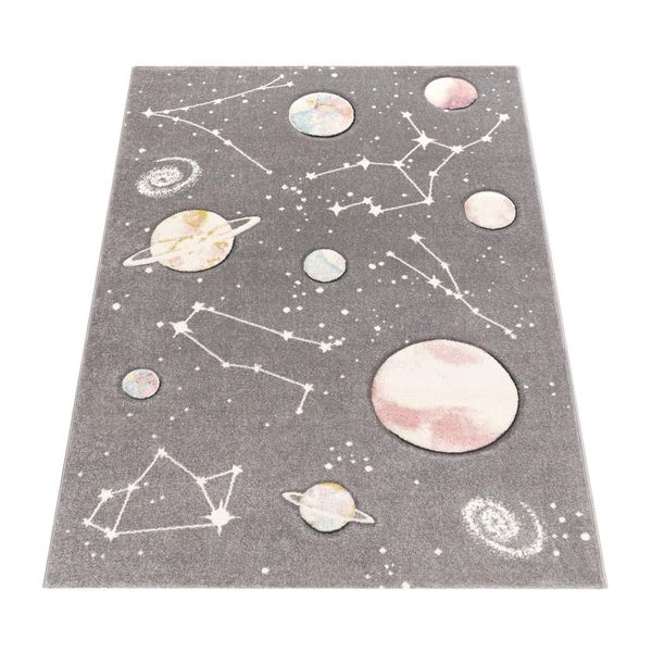 Kinderteppich, Mit Weltraum-Motiv, Aus Polypropylen, Grau, 80 X 150 Cm-image