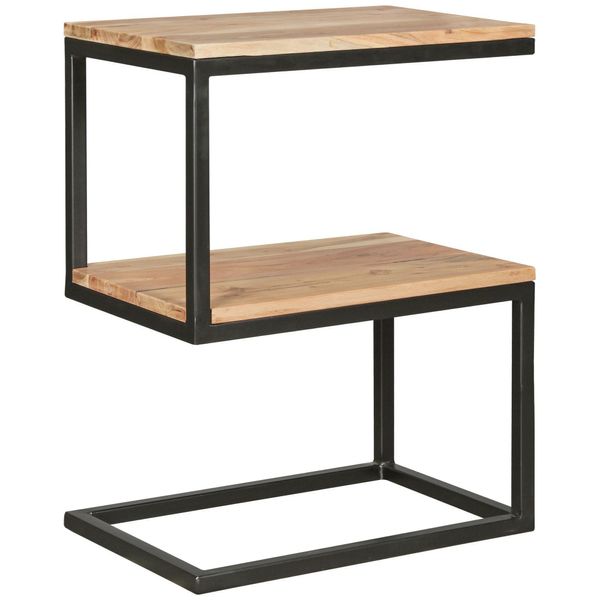 Beistelltisch Massivholz S-Design Metallgestell AblagefläChen Indi, Beige 45X30X60 Cm-image
