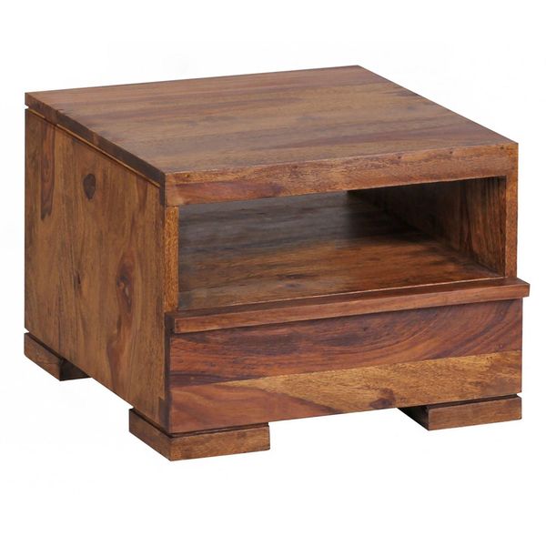 Nachttisch Massivholz Schublade Ablage Pflegeleicht Nako, Braun 40X40X30 Cm-image
