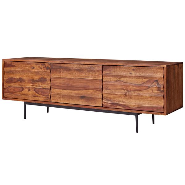 Lowboard Mango Massivholz Metall Industrial Stil FüR Fernseher Bis 55 Zoll-image