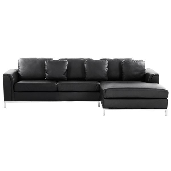 Ecksofa Leder Schwarz Rechtsseitig Oslo-image
