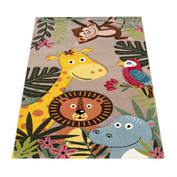 Kinderteppich, Mit Dschungel-Motiv, Aus Polypropylen, Beige, 140 X 200 Cm-image