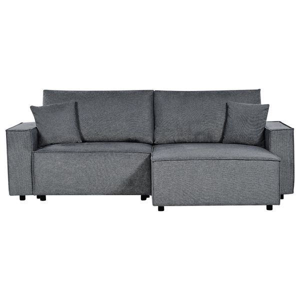 3-SITZER-ECKSOFA Dunkelgrau Rechtsseitig Mit Schlaffunktion Stauraum Karila-image