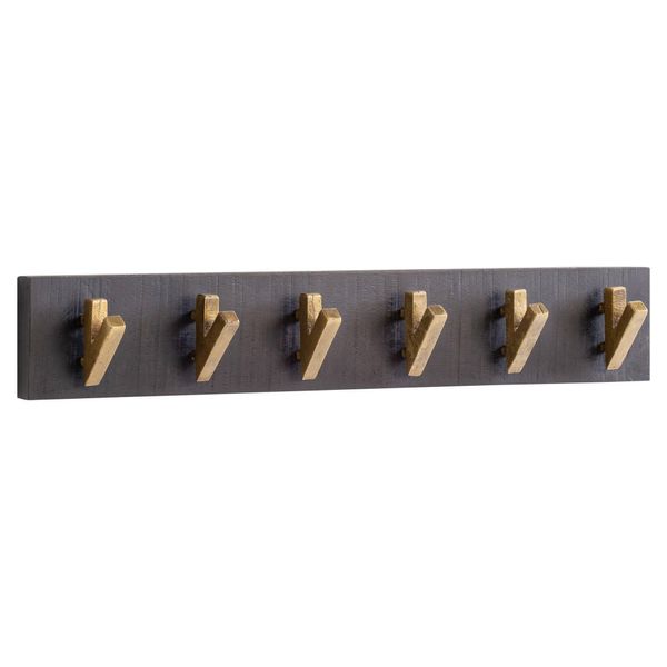 Wandgarderobe Mango Massivholz Metall Modern 60X10X8 Cm Schwarz Gold-image