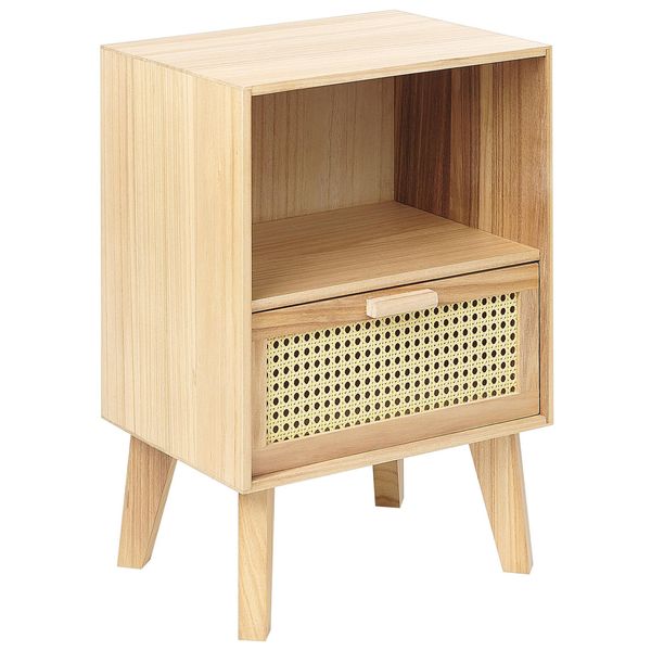 Nachttisch Rattan Heller Holzfarbton 1 Schublade 40/30 Cm Seney-image
