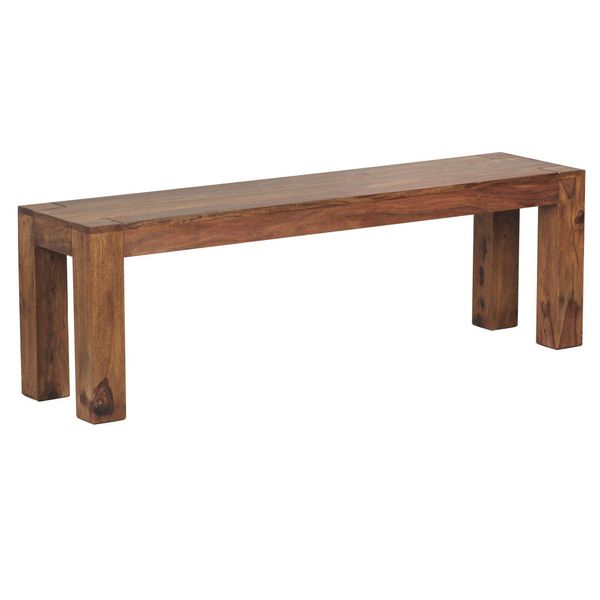 Sitzbank Massivholz Landhausstil Handgefertigt, Braun 140X35X45 Cm-image