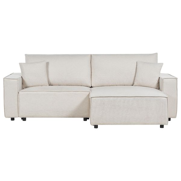3-SITZER-ECKSOFA Beige Rechtsseitig Mit Schlaffunktion Stauraum Karila-image