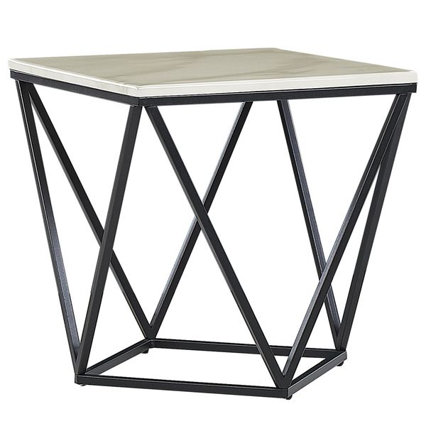 Beistelltisch Marmor Optik Beige/Schwarz Quadratisch 50/50 Cm Malibu-image