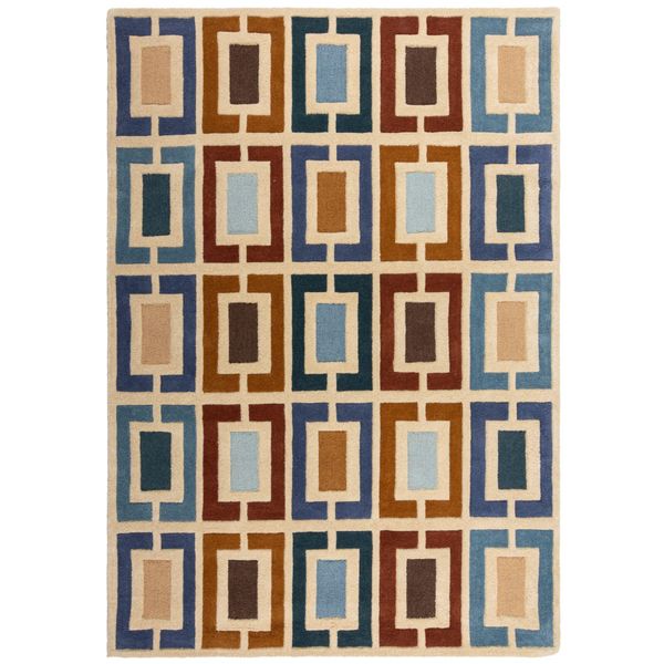 Wollteppich Derwent, Geometrisch, Blau-Bunt, 160 X 230 Cm-image