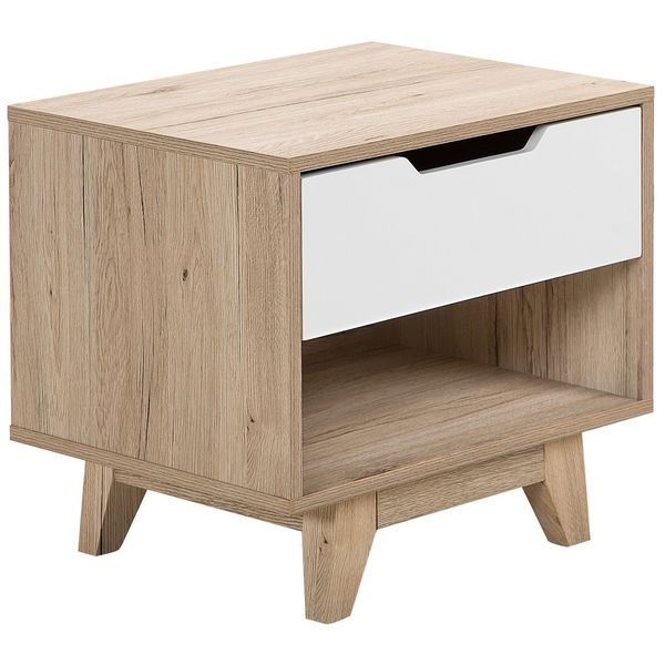 Nachttisch Heller Holzfarbton/Weiß Spencer-image