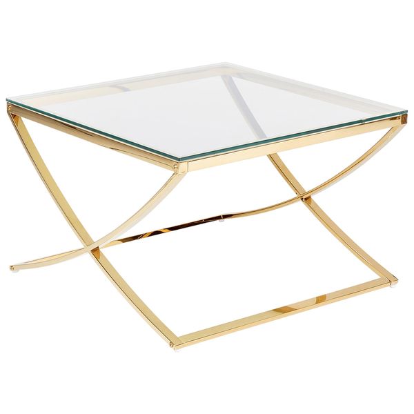 Couchtisch Glas/Edelstahl Gold Quadratisch 70/70 Cm Ringgold-image