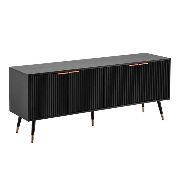 Lowboard Schwarz Eiche-Dekor Modern Stil 150X60X39 Cm Mit TüRen-image